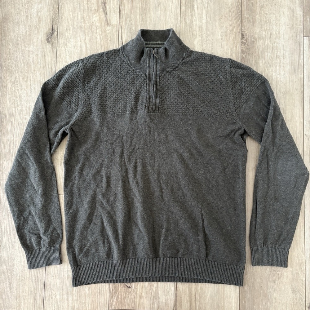 Fat Face Quarter Zip Sweater Mens Large Green Embroidered Logo Classic READ